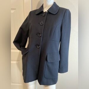 Gap~Navy Blue~Virgin Wool Blend~Pea Coat~Button-Up~Fully Lined~Slit Back~Size M